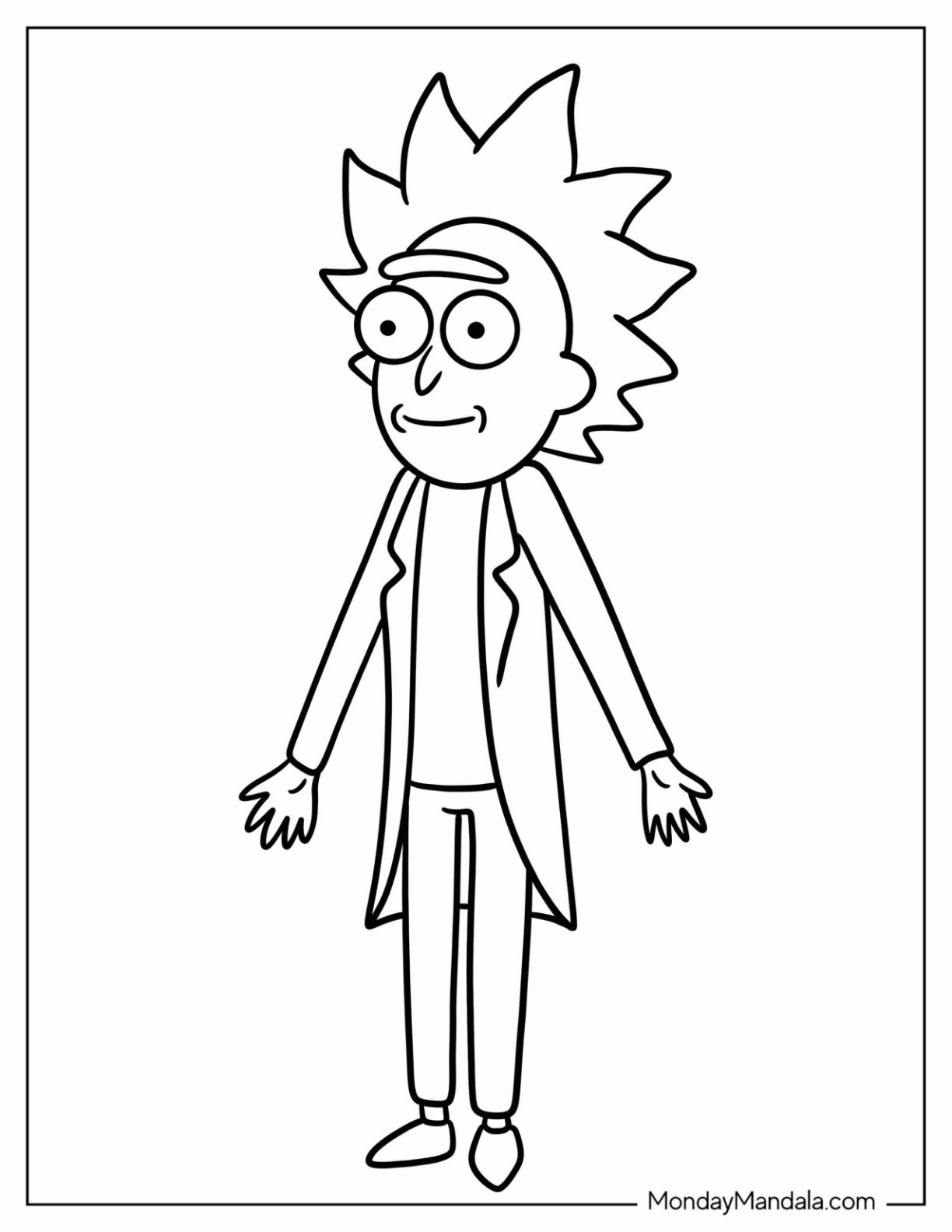 Rick and Morty Coloring Page Of Easy Rick Sanchez Outline For Preschoolers