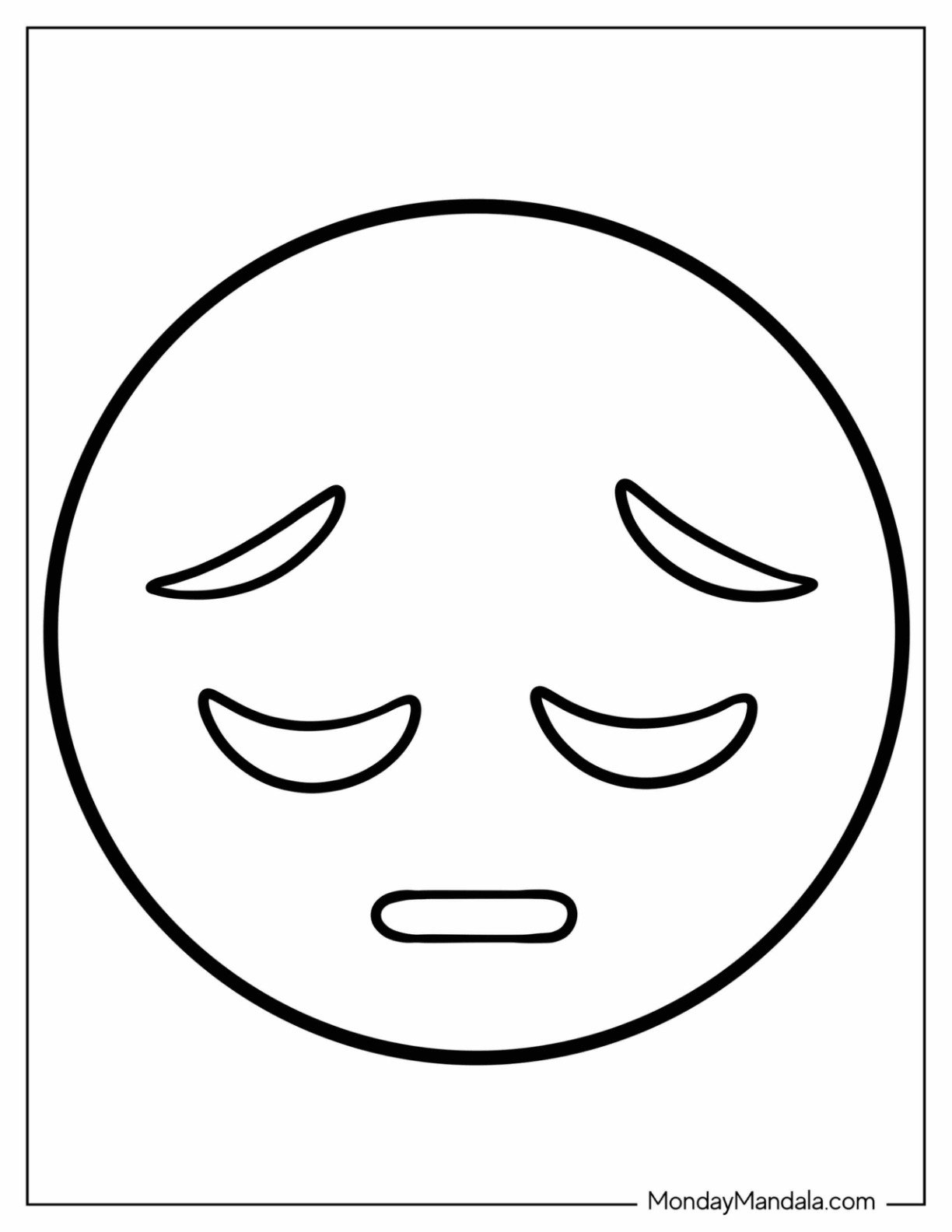 Easy Sad Coloring Page Of Emoji For Kids