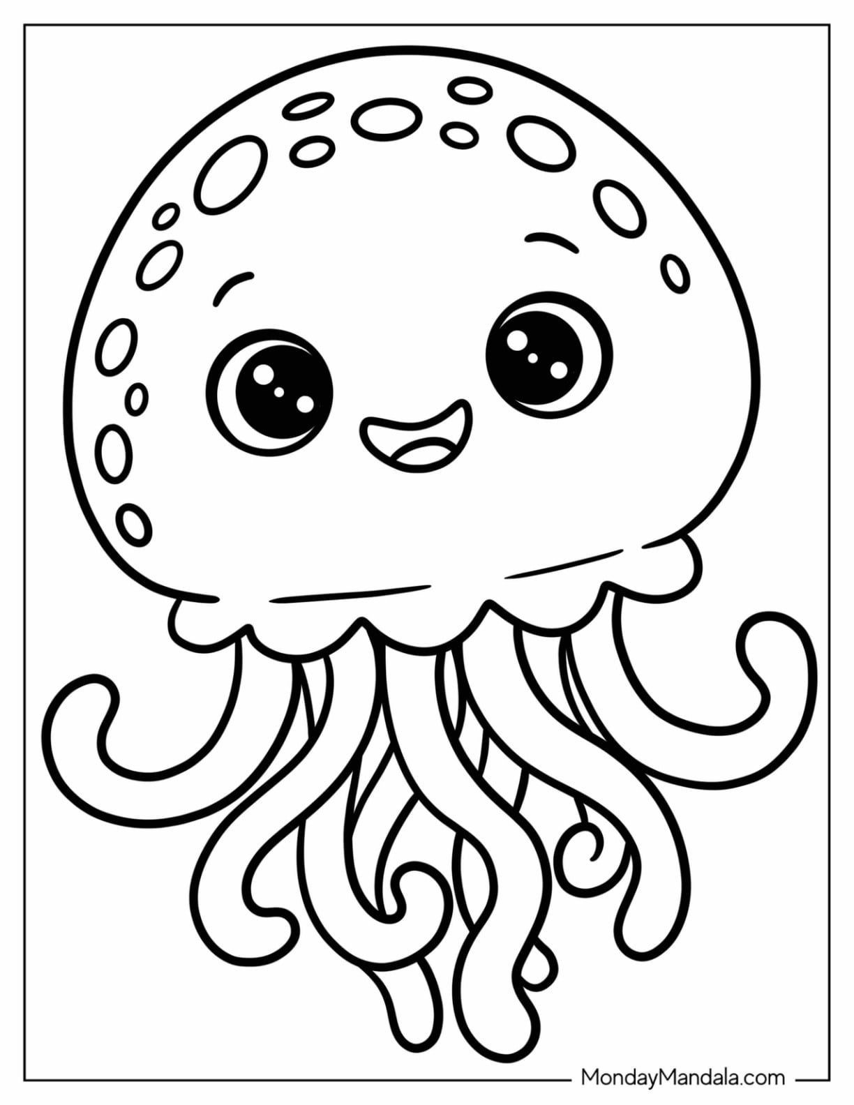 Easy Spotted Jellyfish Coloring Page for Preschoolers