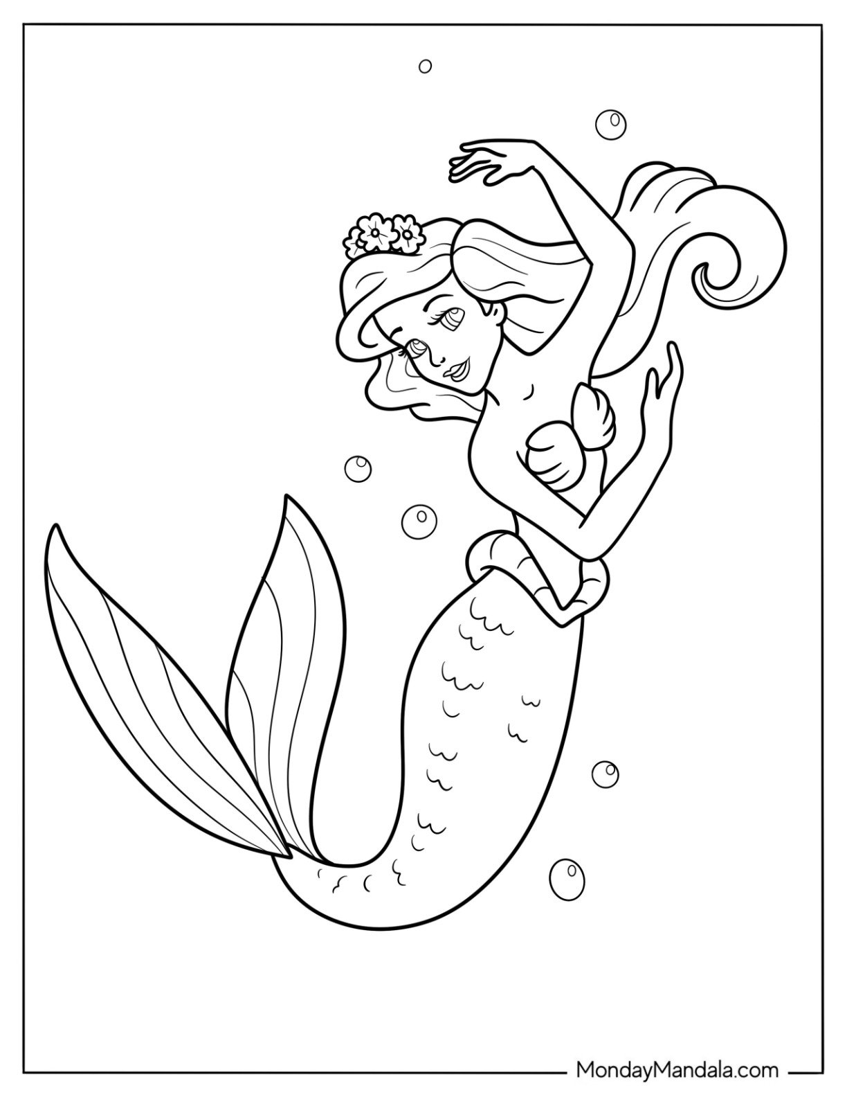 Easy The Little Mermaid Coloring Page of Ariel Dancing