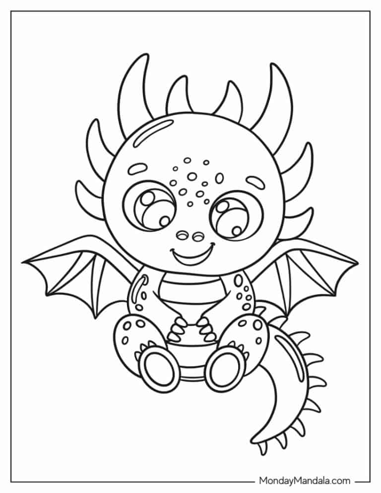 52 Dragon Coloring Pages (Free PDF Printables)