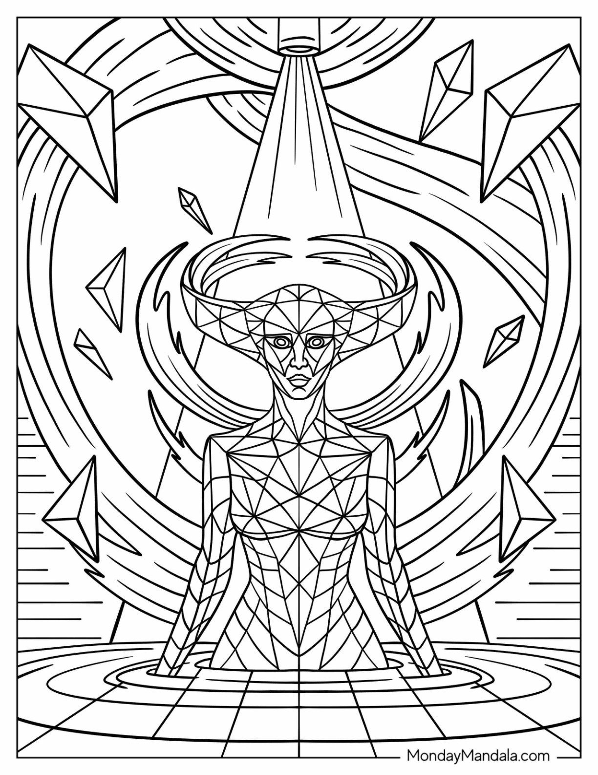 Horror Coloring Page of Eldritch Being Emerging from the Portal