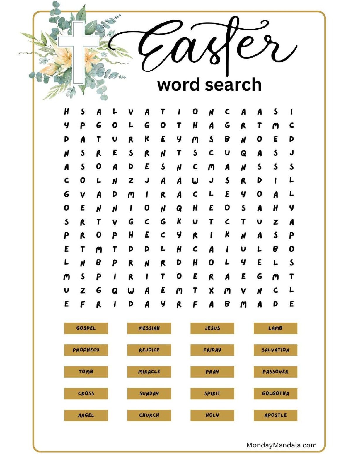 Elegant Easter Word Search