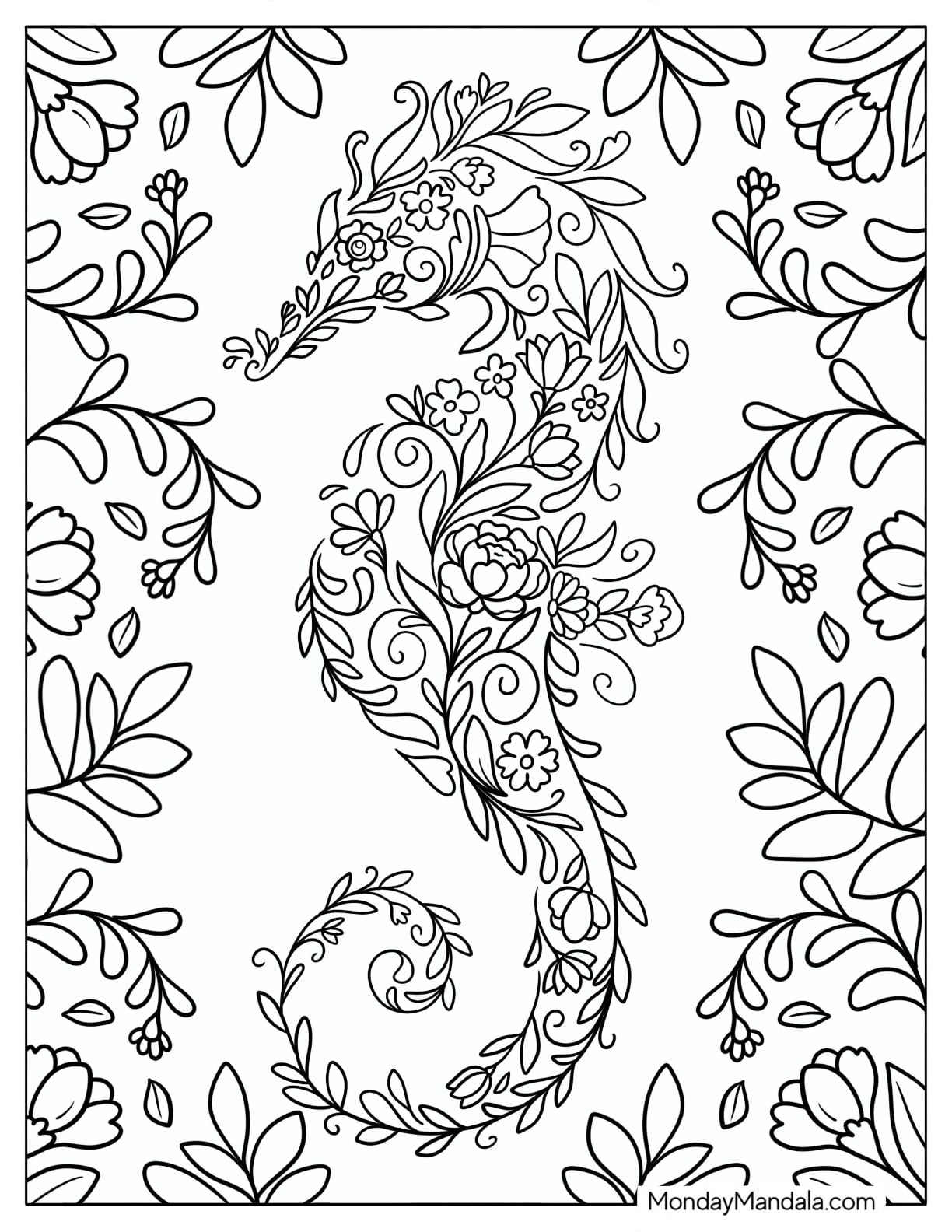 Elegant Floral Seahorse