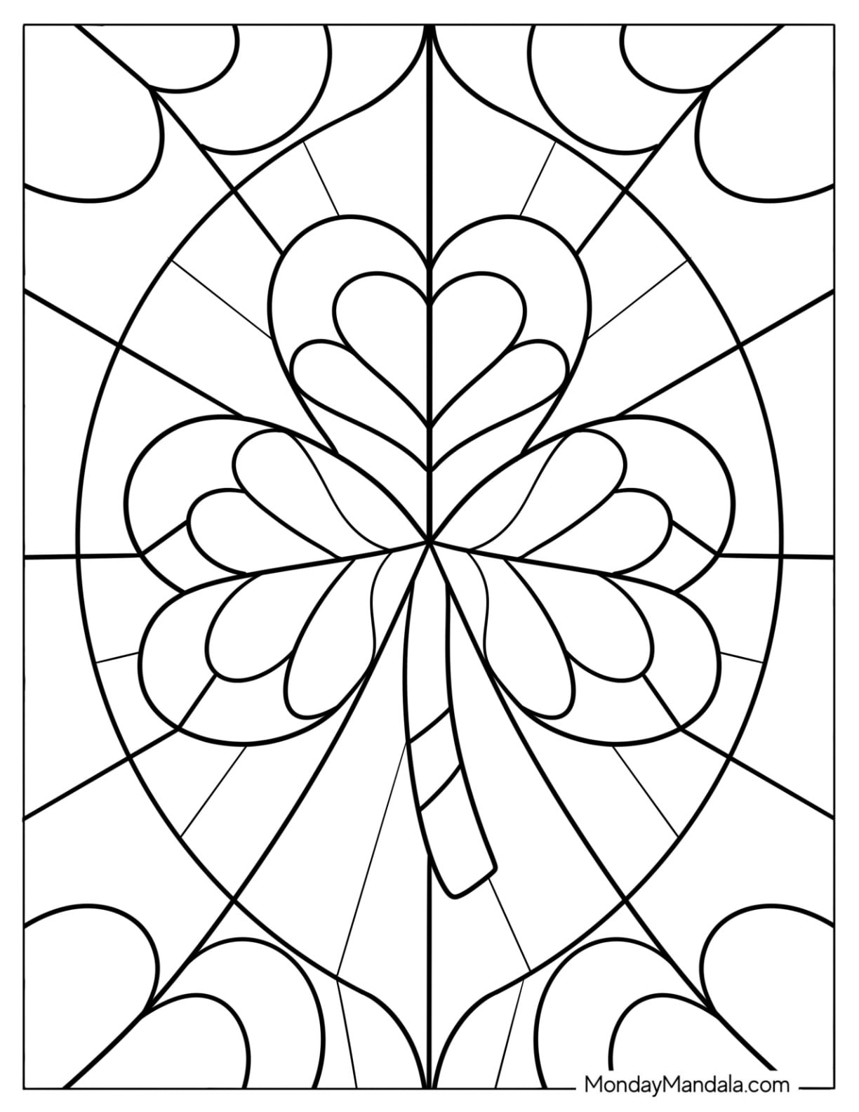 Elegant Shamrock Coloring Page Stained Glass