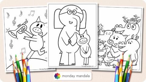 20 Elephant &amp; Piggie Coloring Pages (Free PDF Printables)