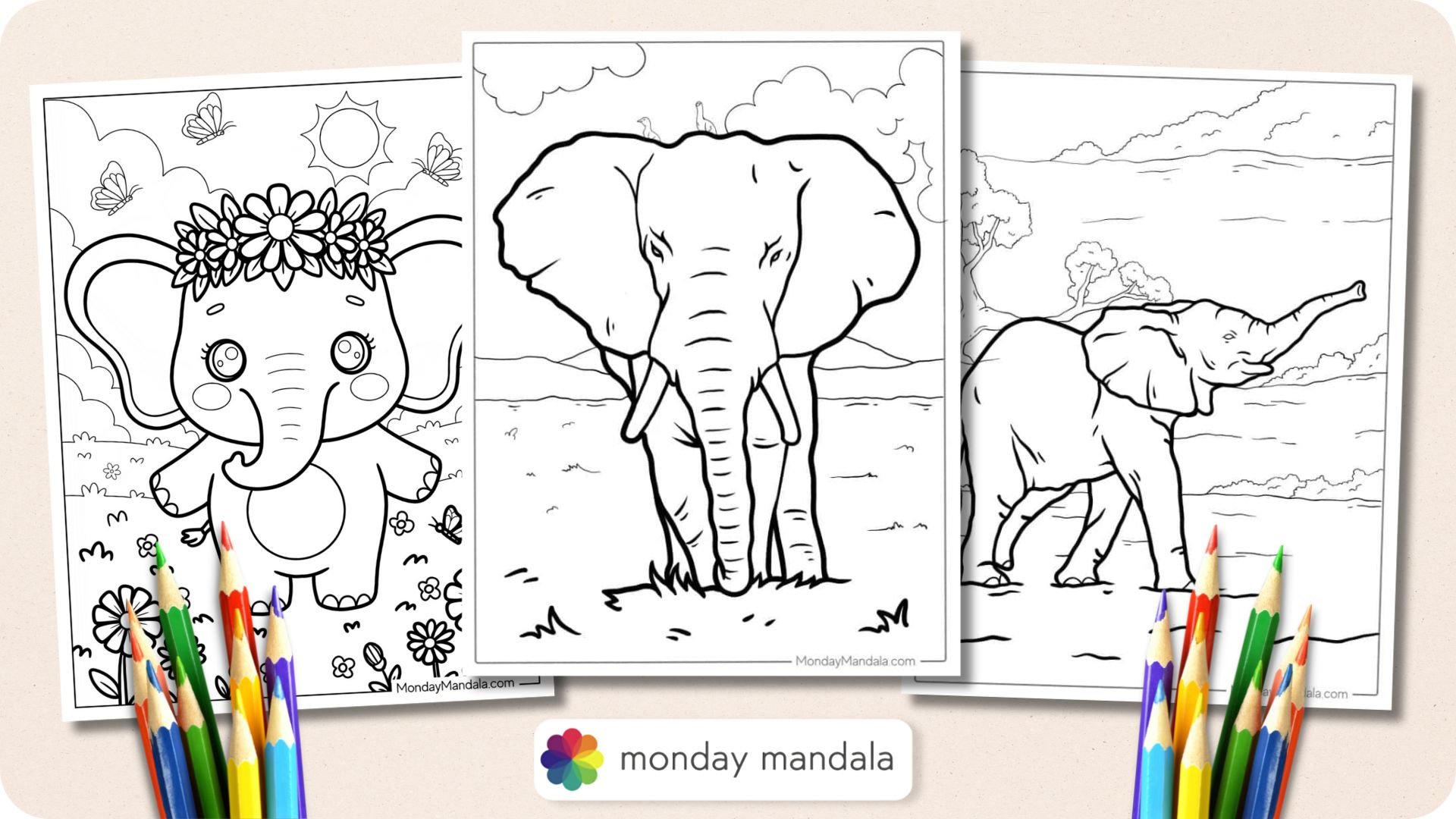 Elephant Coloring Pages Featured Image v2