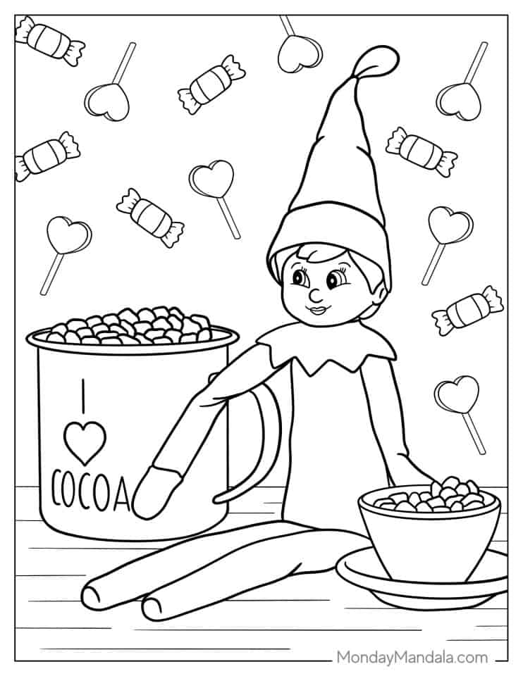 26 Elf On The Shelf Coloring Pages (Free PDF Printables)