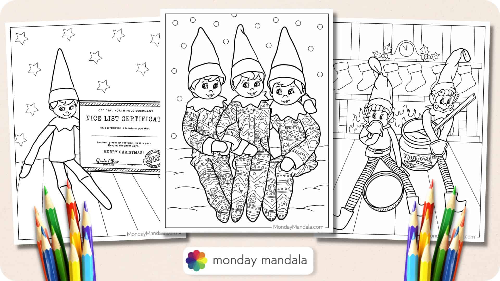 elves coloring sheets