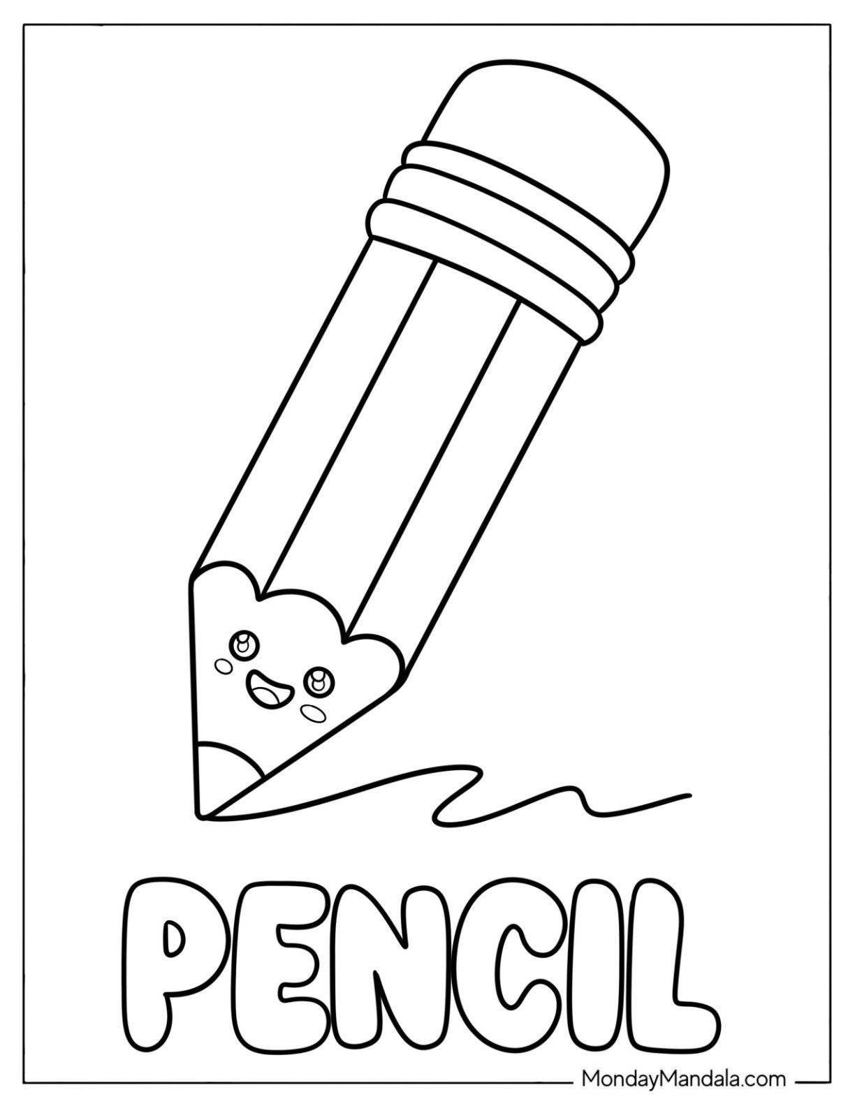 Energetic Little Pencil Coloring Sheet