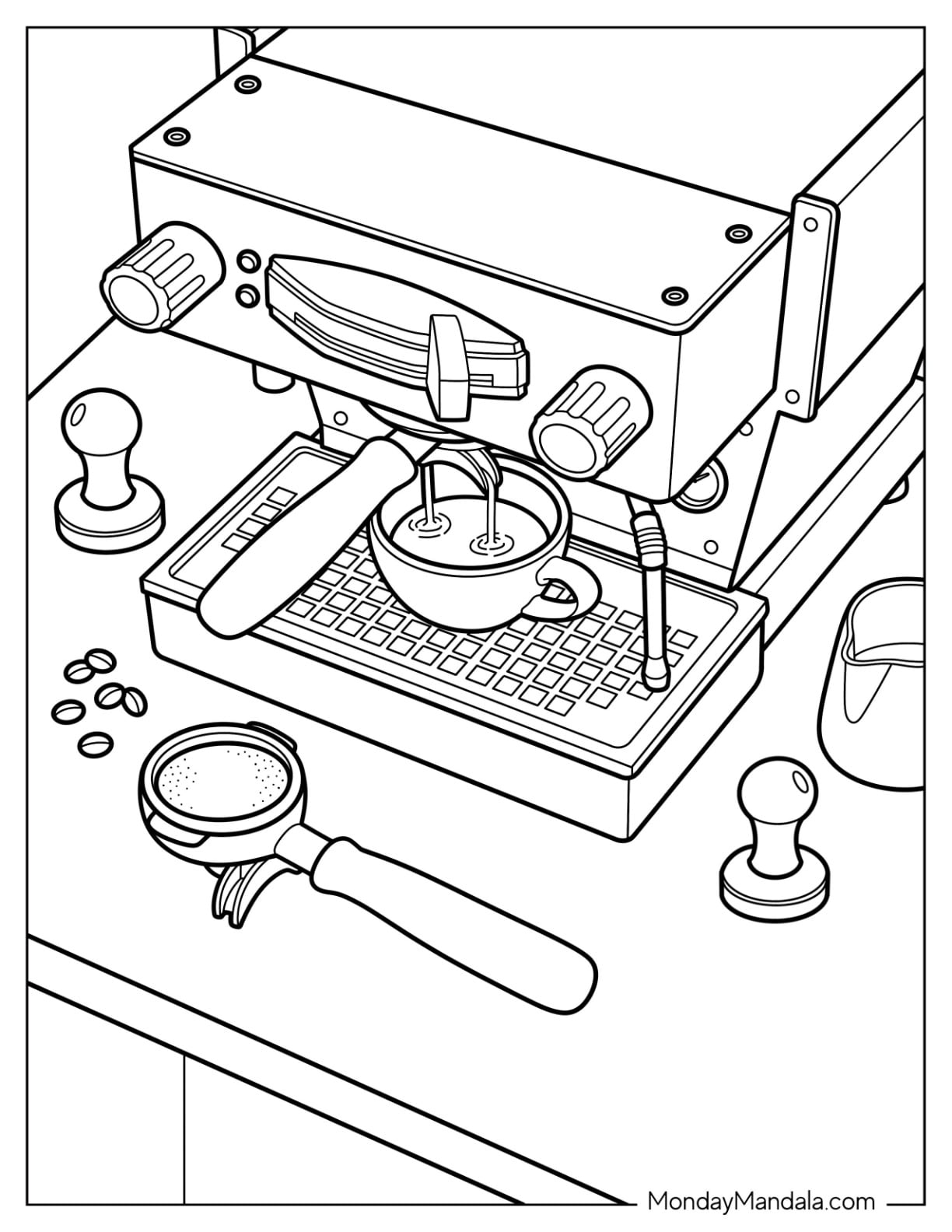 Espresso Machine Brewing Coffee into a Cup
