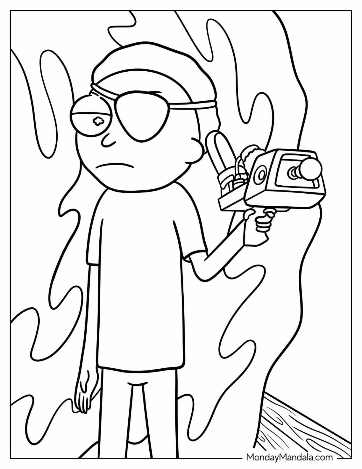Rick and Morty Coloring Page Of Evil Morty with Eye Patch For Kids
