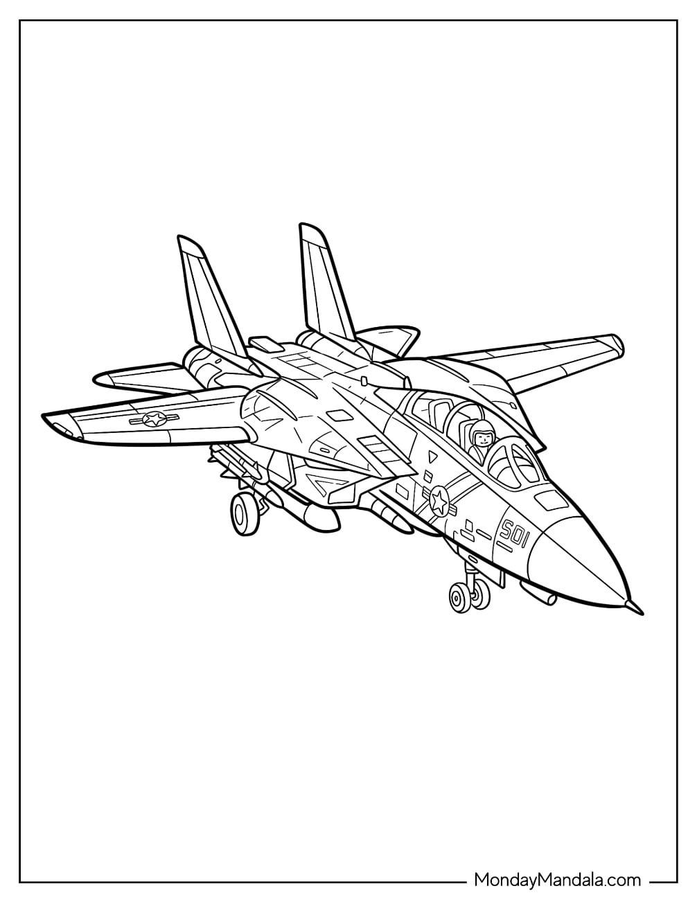 F 14 Tomcat Fighter Jet Coloring Page