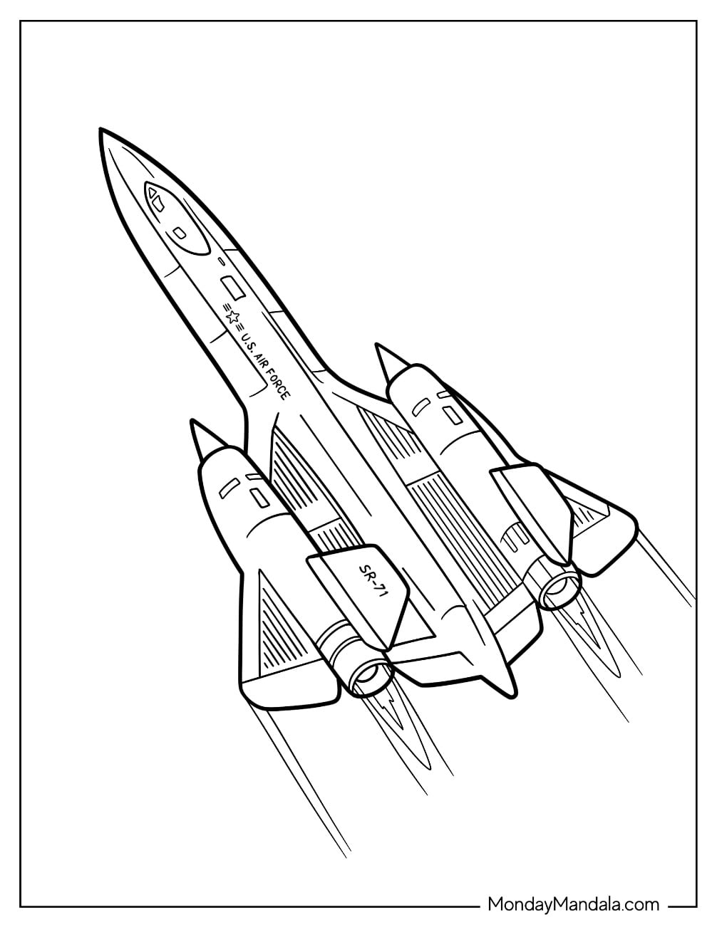 F 15 Eagle Fighter Jet Taking Off from Above Coloring Page for Kids