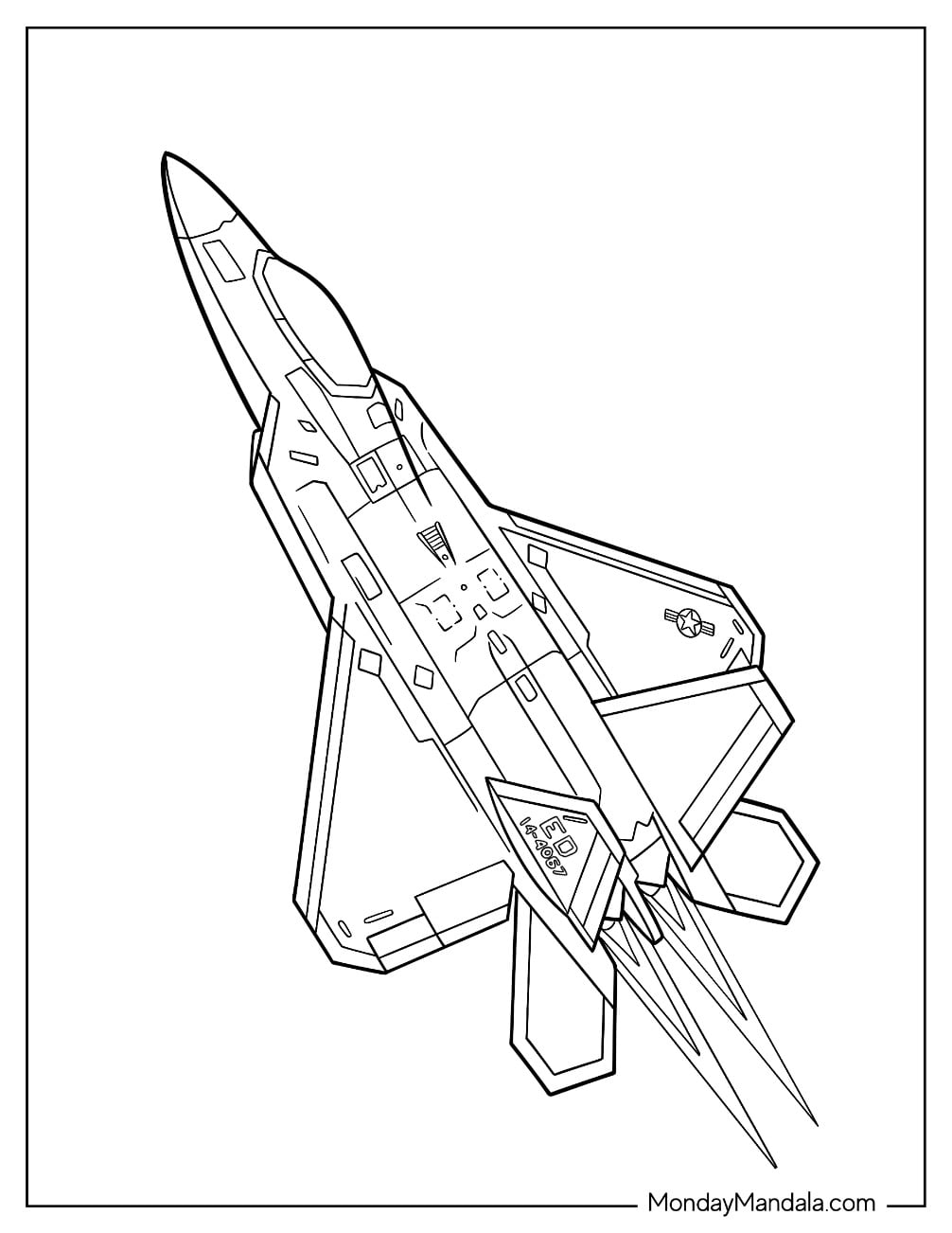 F 22 Raptor Stealth Fighter Jet Taking Off Coloring Page