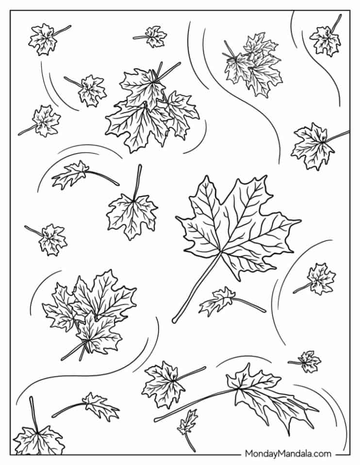 20 Fall Leaves Coloring Pages