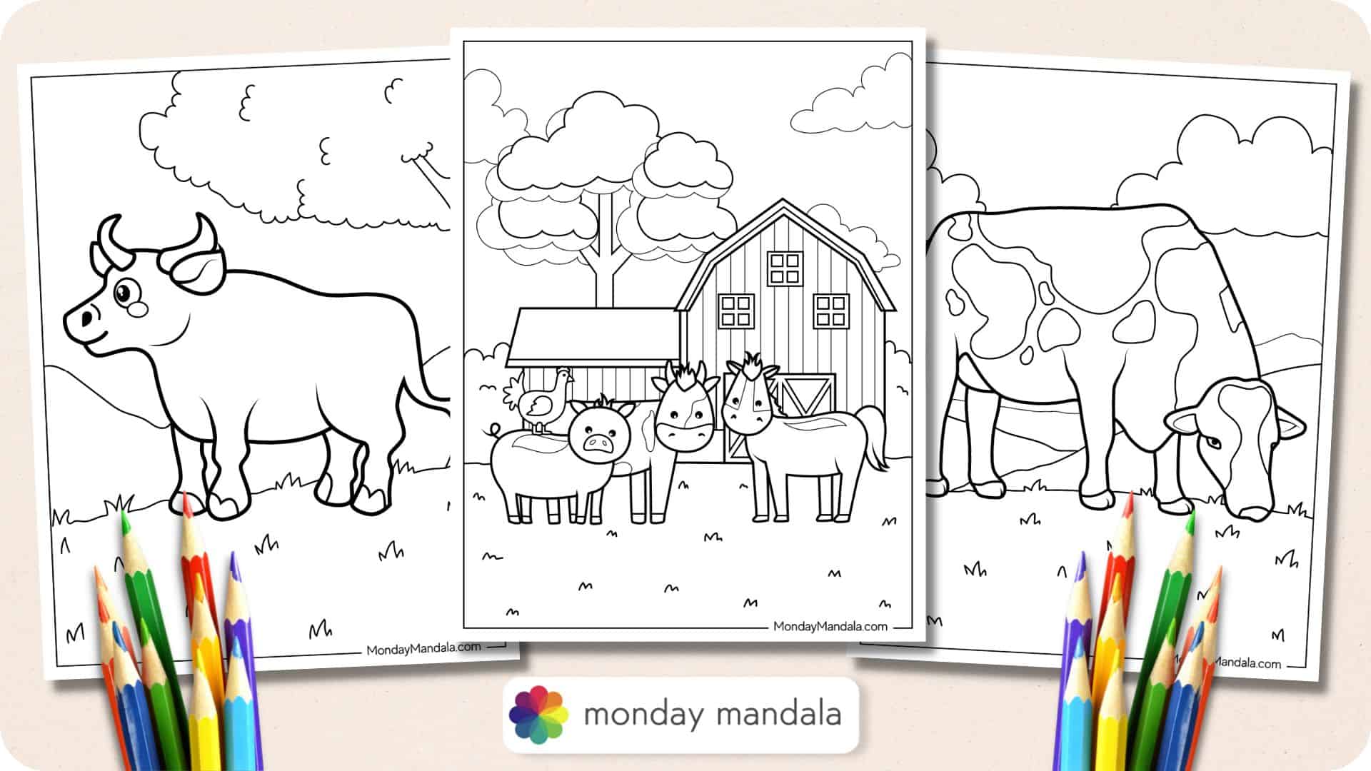 Happy Farm Big Coloring Page Stock Illustration - Download Image