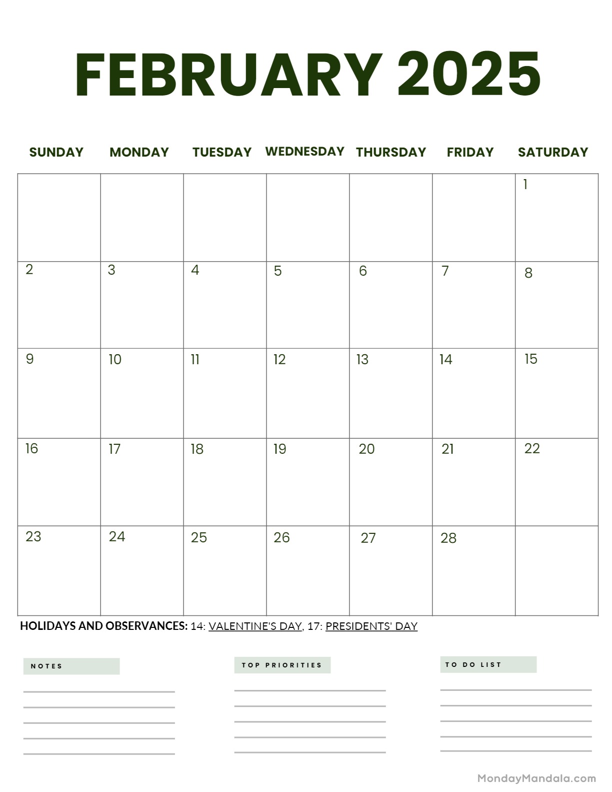 February 2025 Calendar 52 Free PDF Printables 