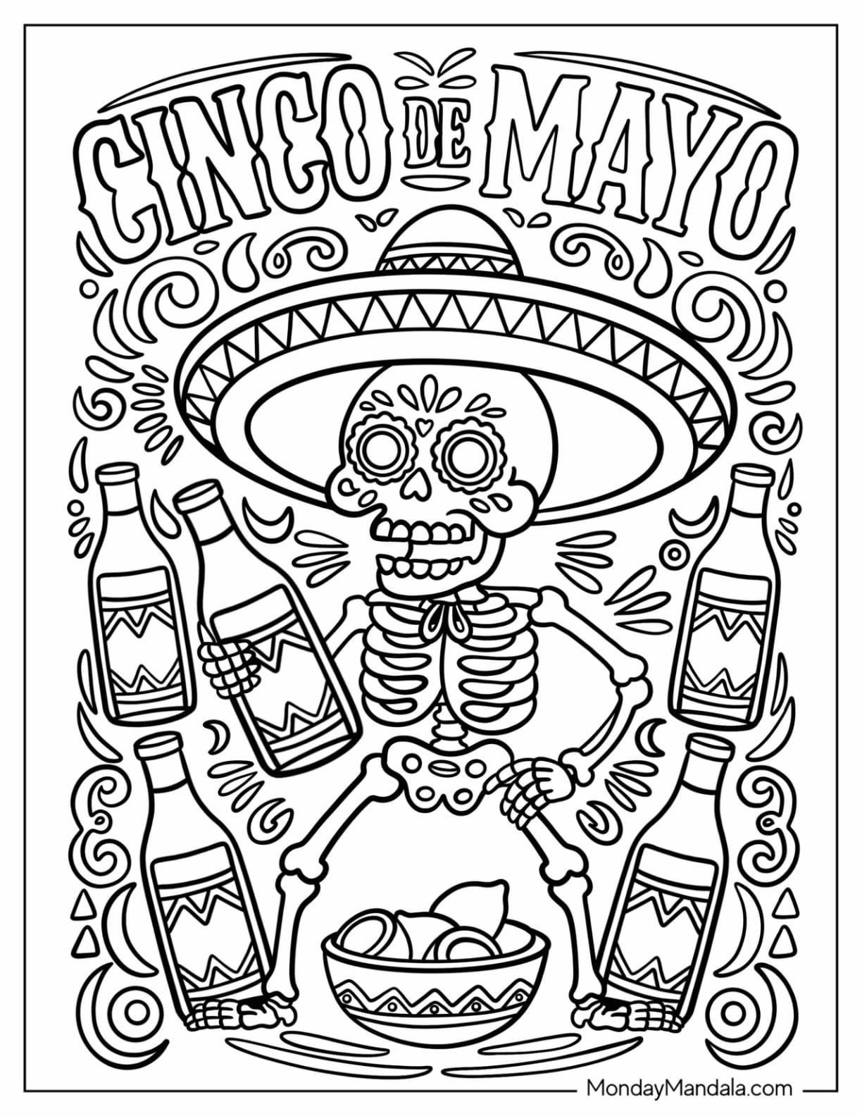 Festive Cinco de Mayo Skeleton with Sombrero