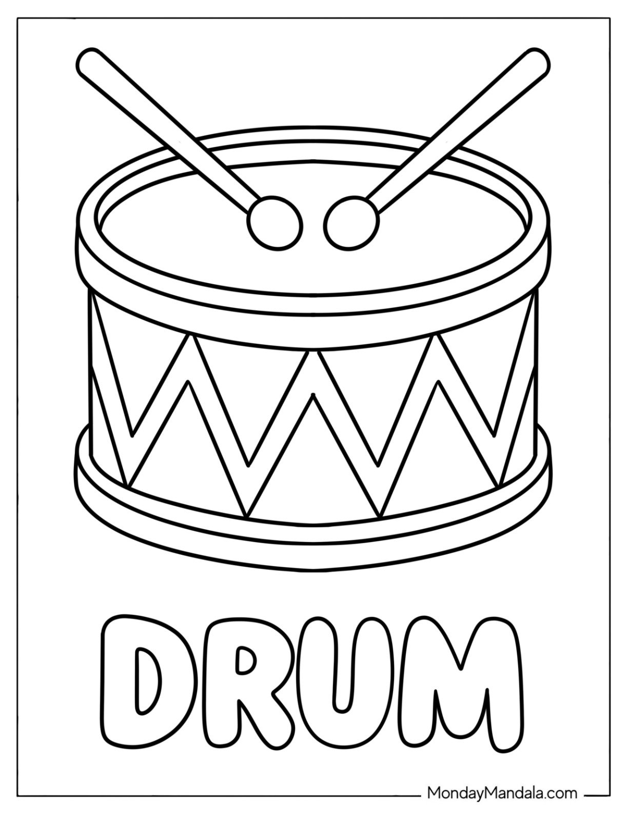 Festive Drum Coloring Page for Toddlers