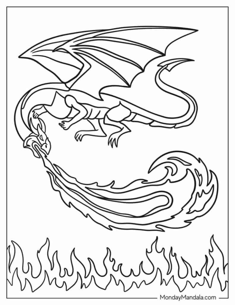 Realistic Fire Breathing Dragon Coloring Pages Dragon Coloring Pages