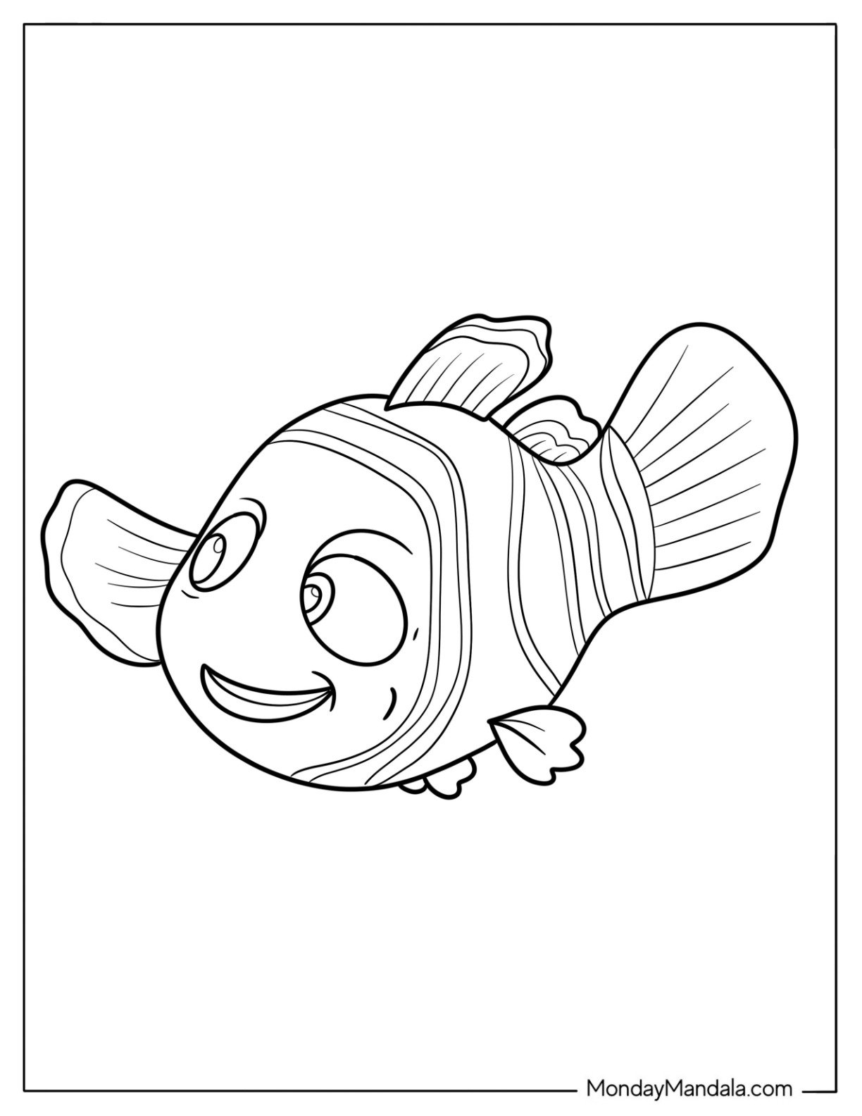 Fish Coloring Page of Finding Nemo Clownfish for Kids