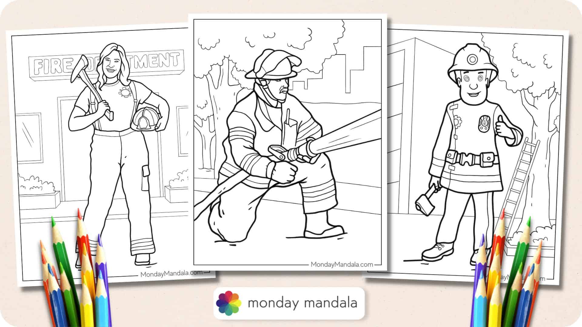 girl firefighter coloring page