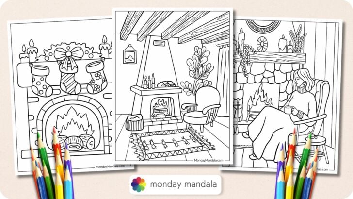 Fireplace Coloring Pages Featured Image