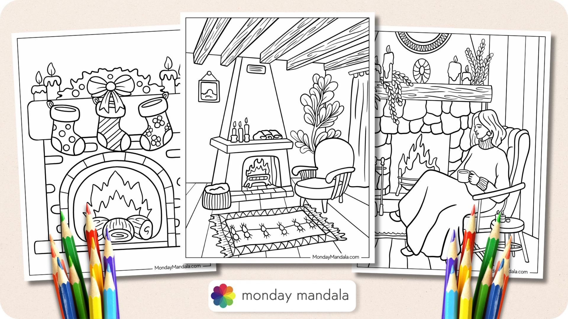 Fireplace Coloring Pages Featured Image