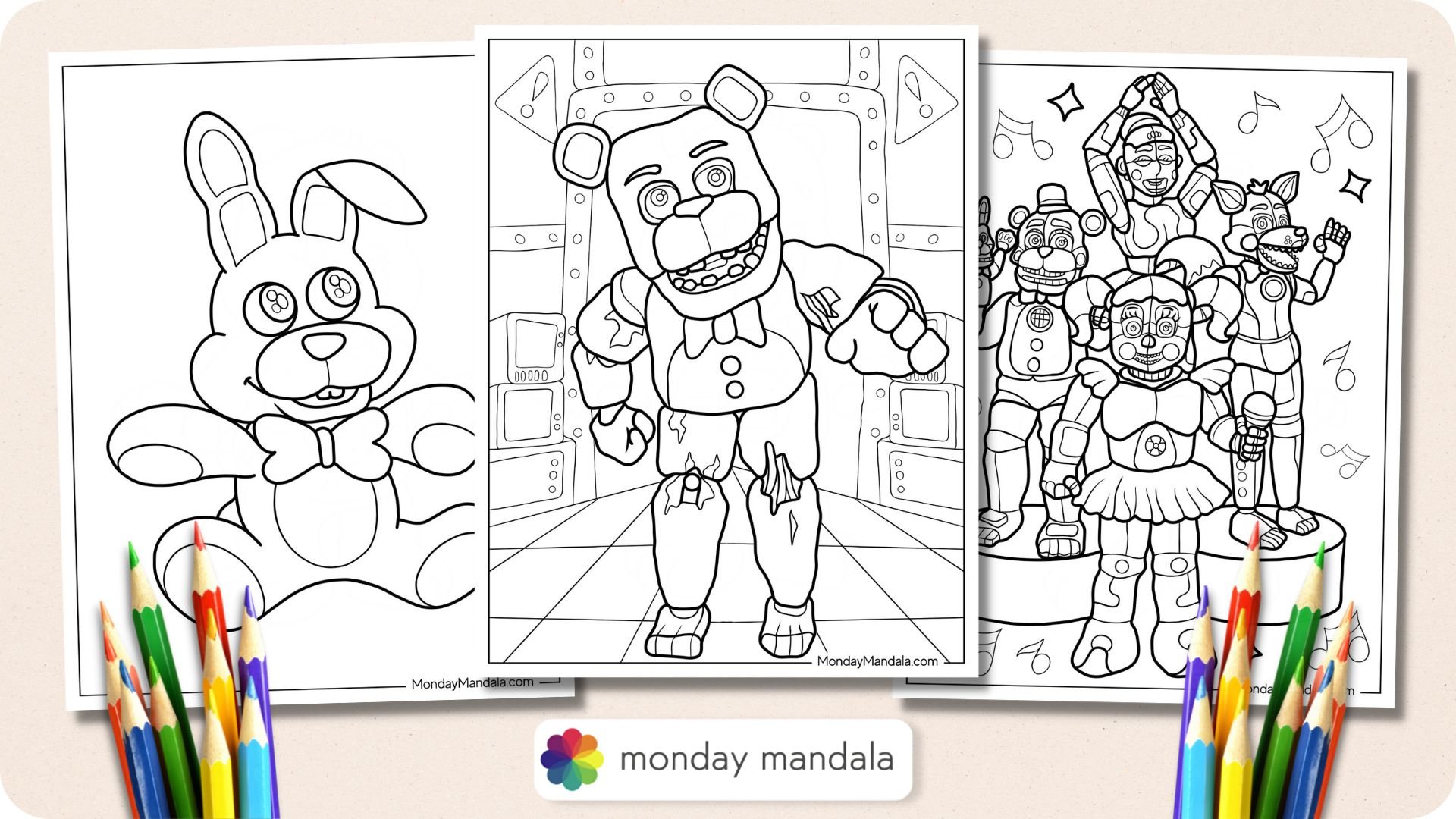 Withered Freddy FNAF Coloring Page for Kids - Free Five Nights at