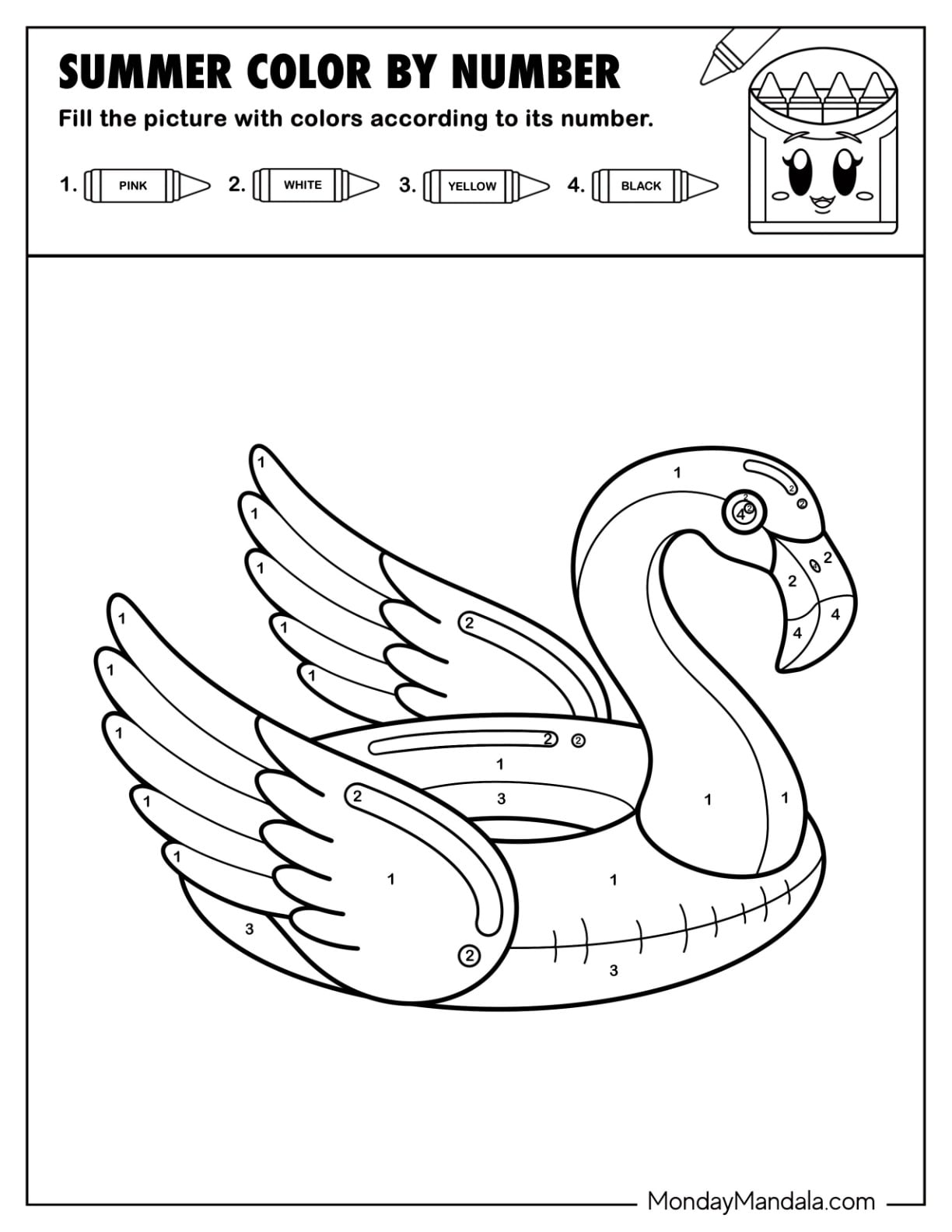 Flamingo Floatie Summer Color by Number for Kids