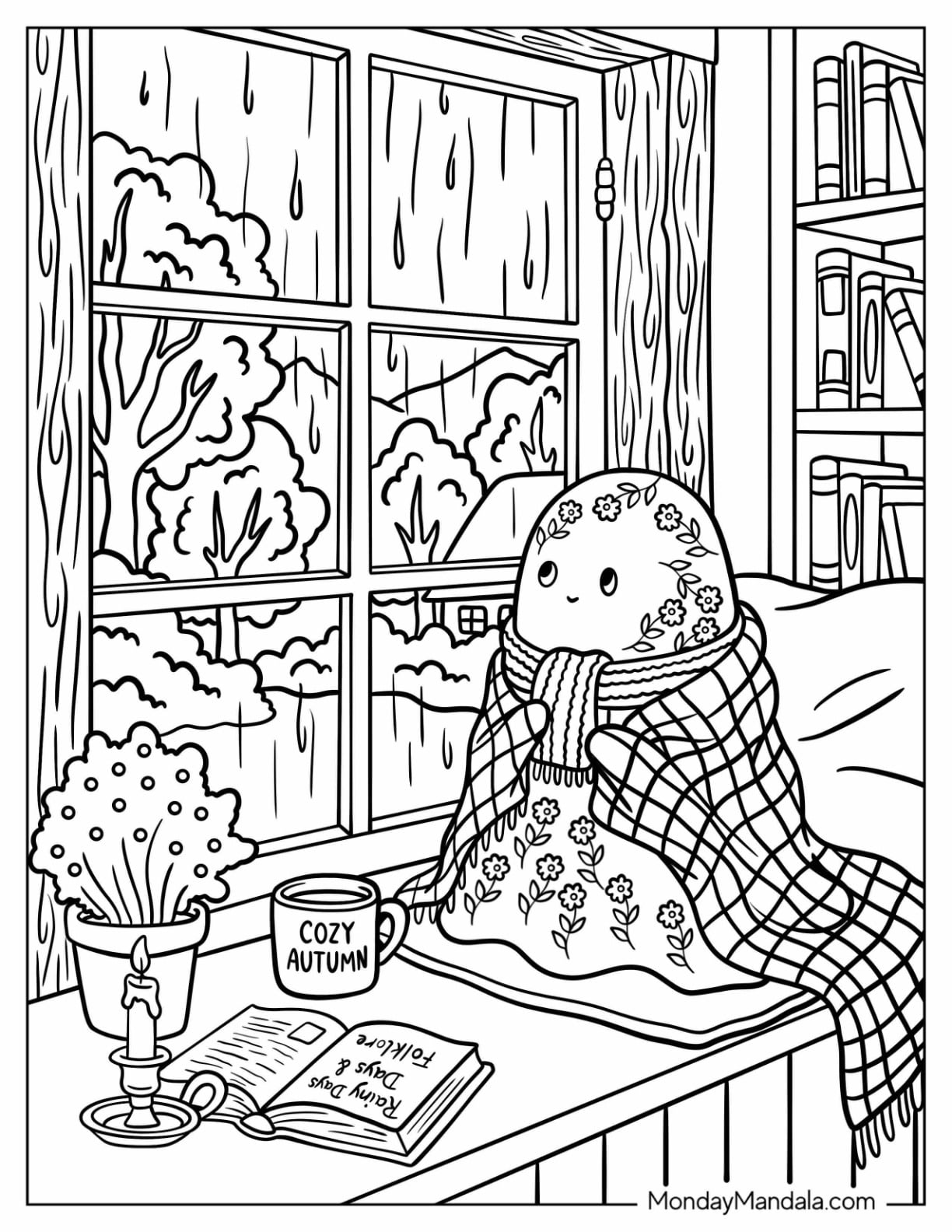 Floral Ghost with Scarf and Blanket in Autumn