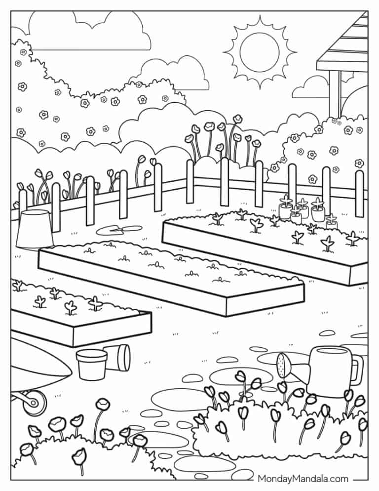24 Garden Coloring Pages (Free PDF Printables)