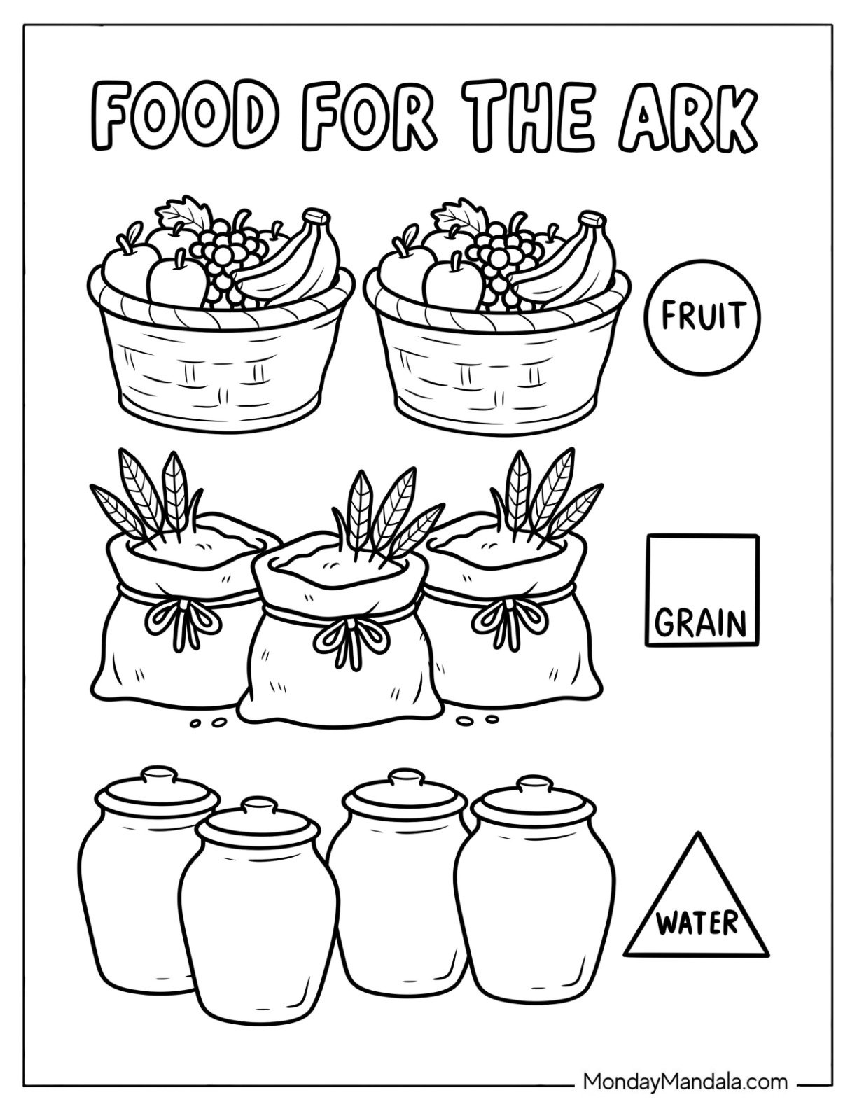 Food for Noah's Ark Coloring Page