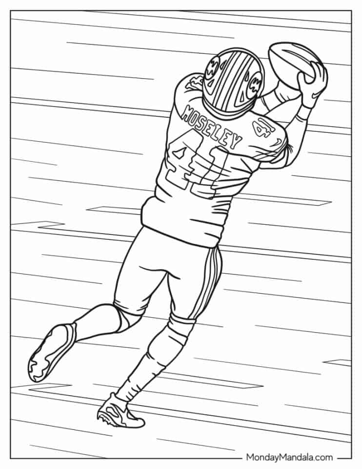 42 Football Coloring Pages Free - Football Wide Receiver Player To Color 742x960