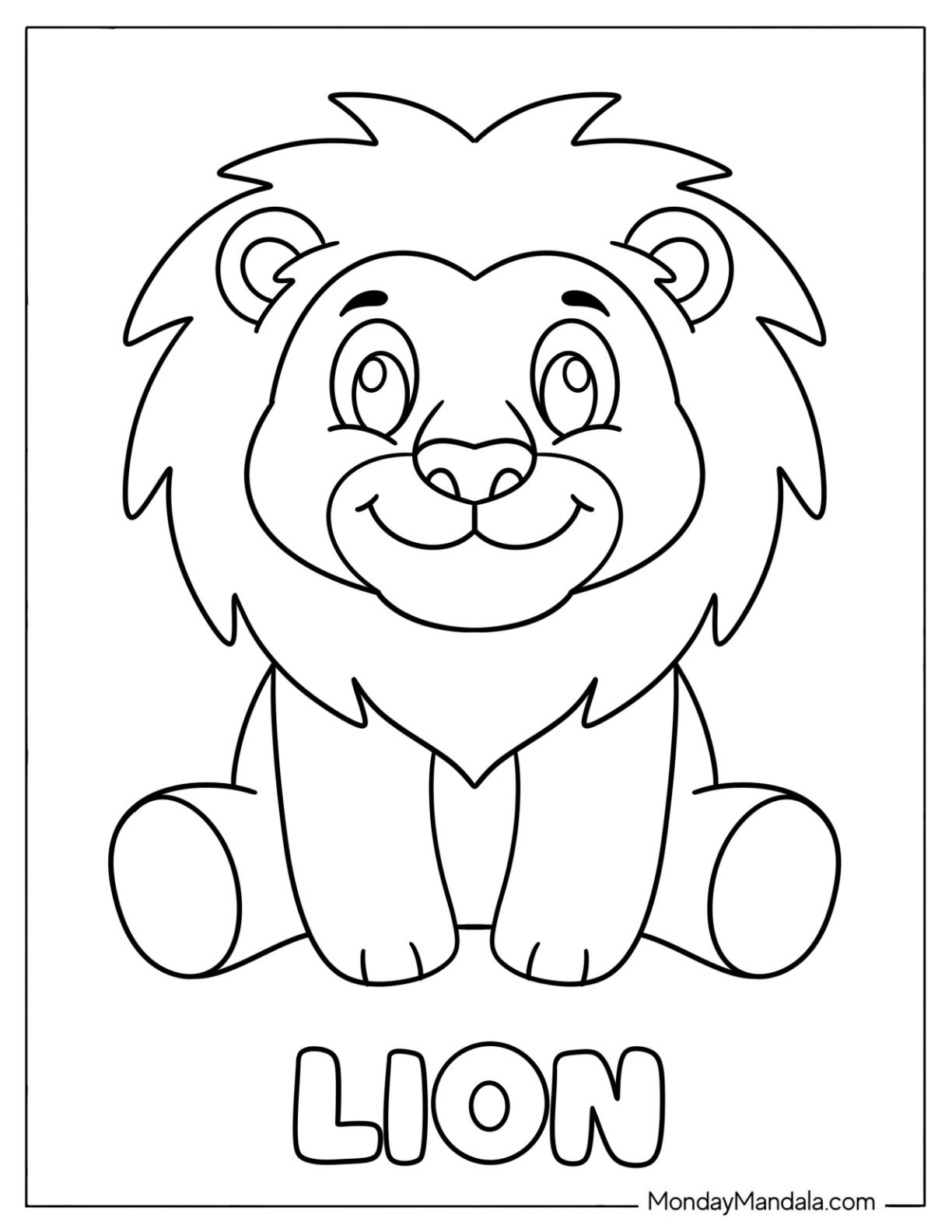 Friendly Little Lion Coloring Page for Toddlers