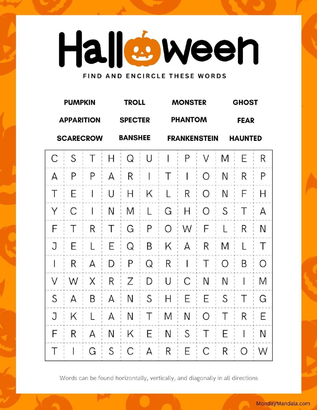 Fun Halloween Word Search