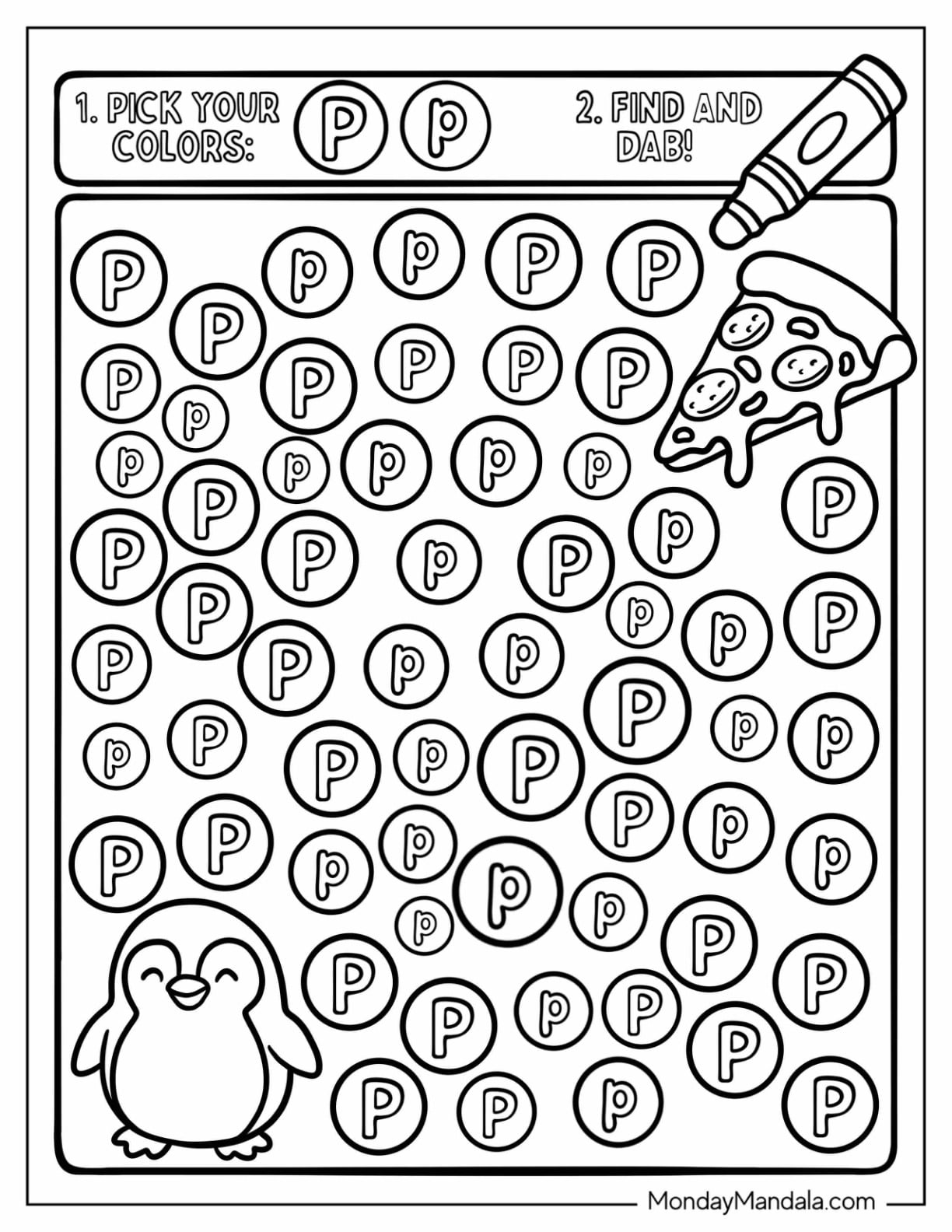 Fun Letter P Coloring Page Pick Your Colors