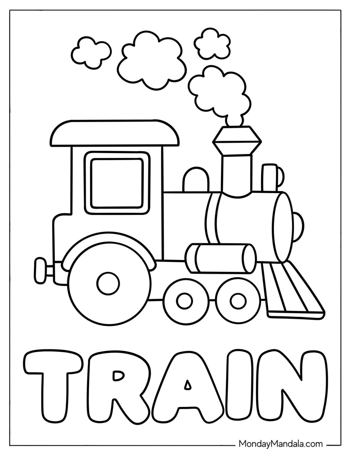 Fun Little Train Coloring Page for Toddlers