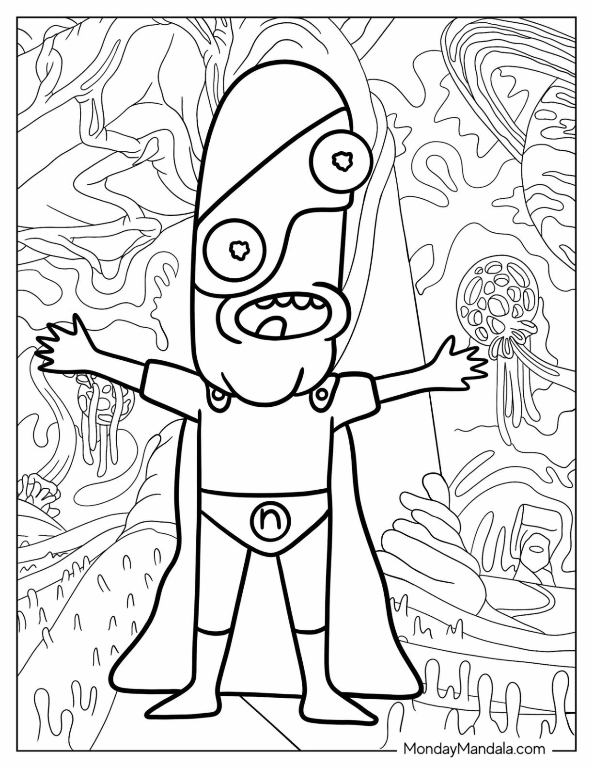 Rick and Morty Coloring Page Of Fun Noob Noob from Rick and Morty For Kids