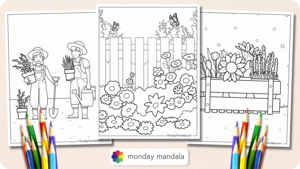24 Garden Coloring Pages (Free PDF Printables)