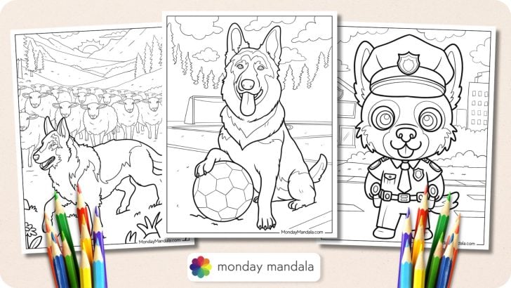 German Shepherd Coloring Pages Featured Image v2