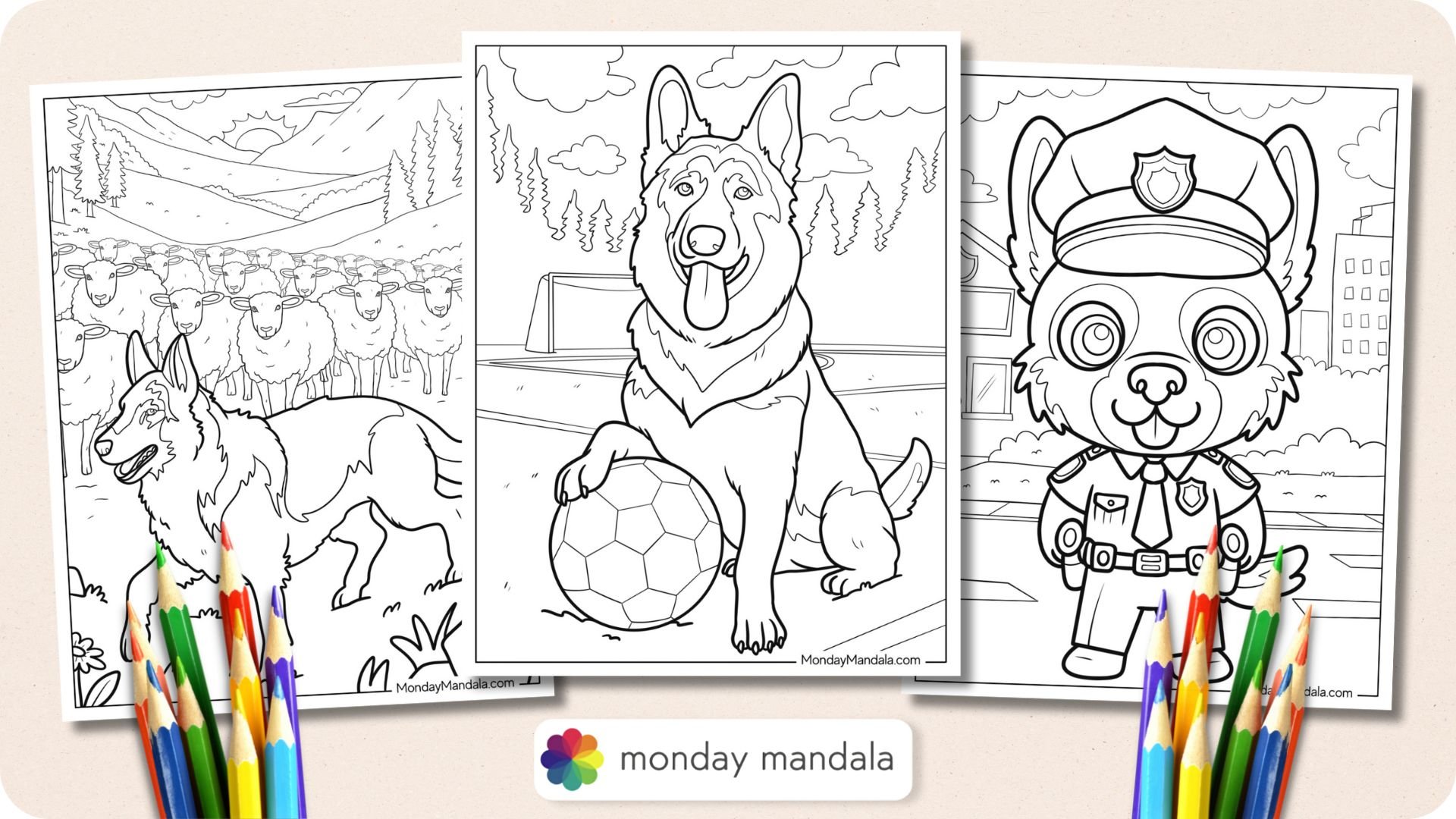 German Shepherd Coloring Pages Featured Image v2