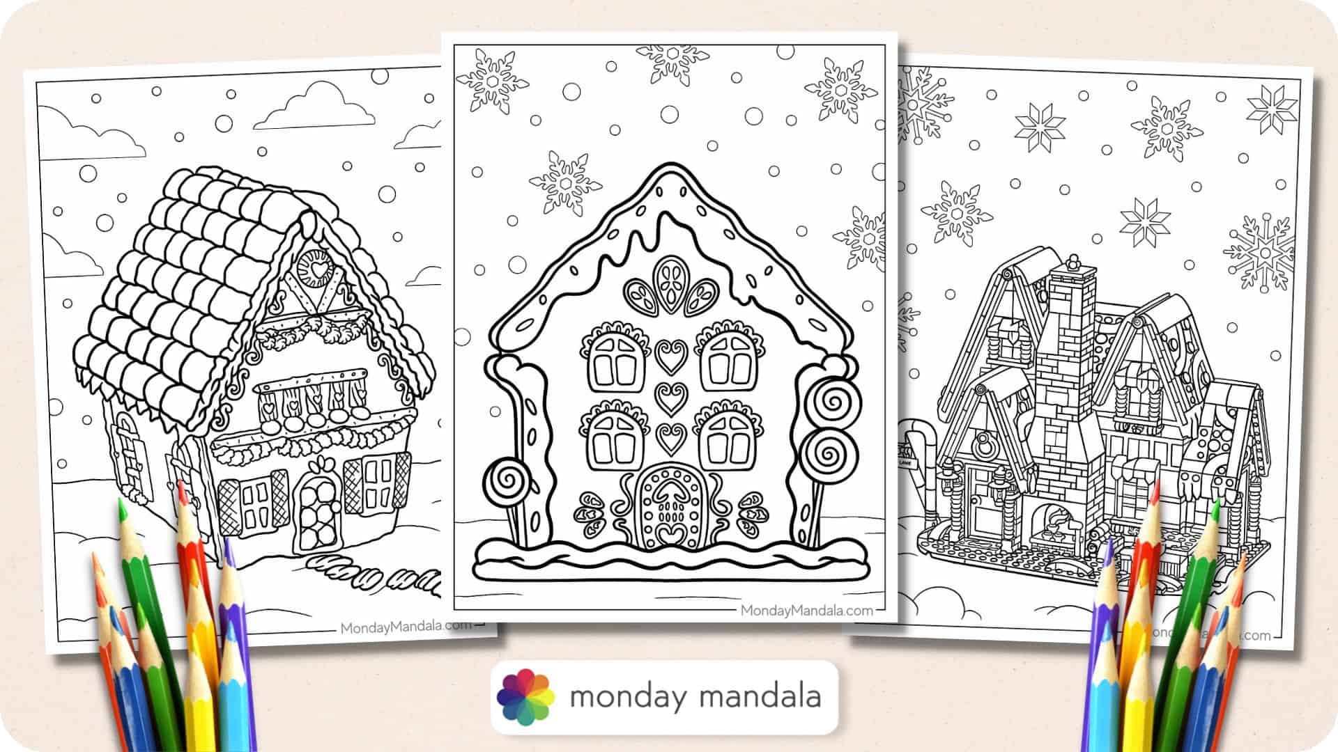 26 Gingerbread House Coloring Pages (Free PDF Printables)