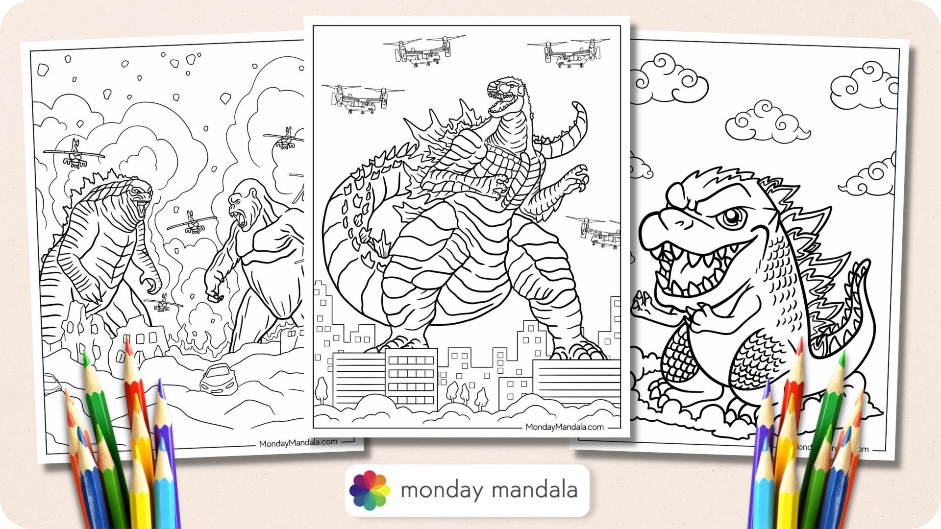 godzilla vs coloring pages