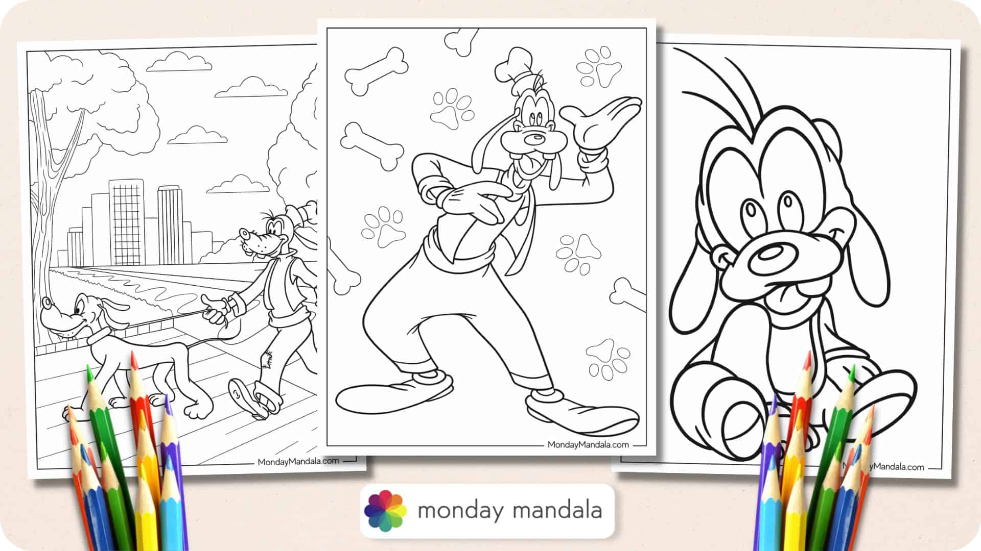 goofy head coloring pages to print