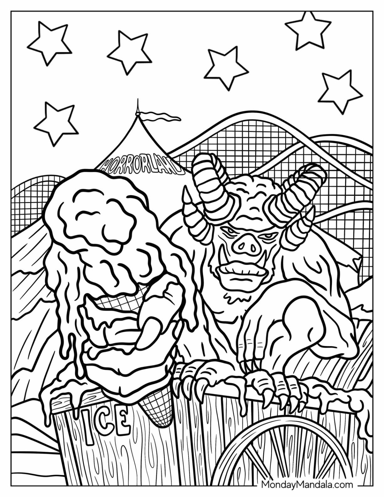Goosebumps Coloring Page Return To Horrorland With Monster Holding Ice Cream