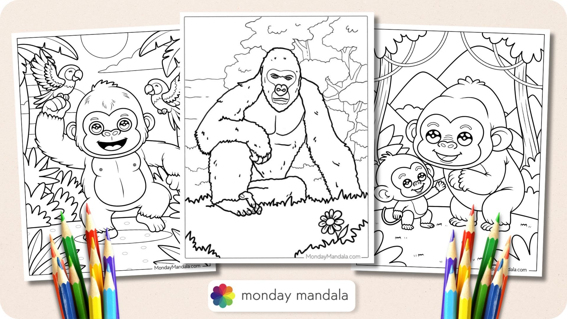 Gorilla Coloring Pages Featured Image v2