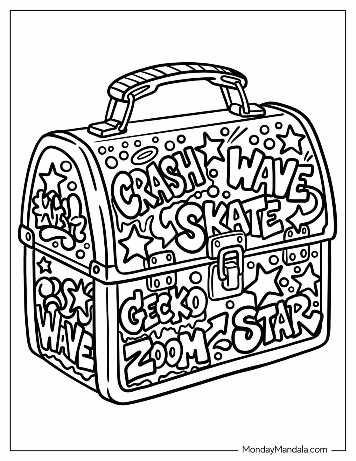 Graffiti Style Skateboard Design on a Retro Suitcase