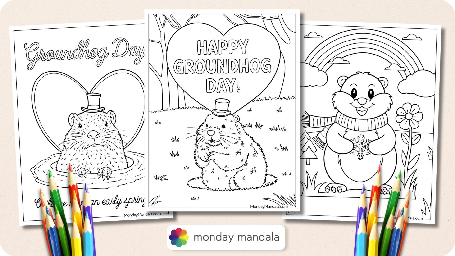 Groundhog Day Coloring Pages Featured Image